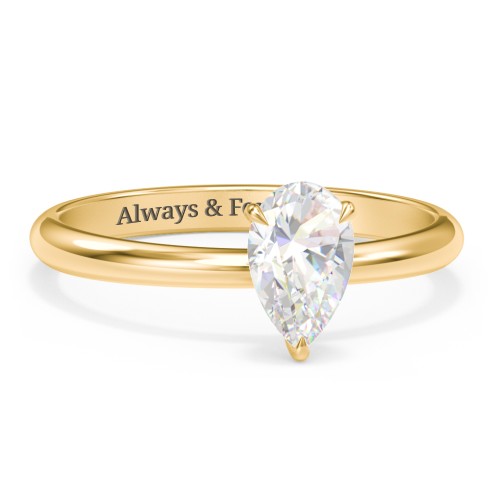 1 ct. (8x5mm) Pear Solitaire Moissanite Engagement Ring