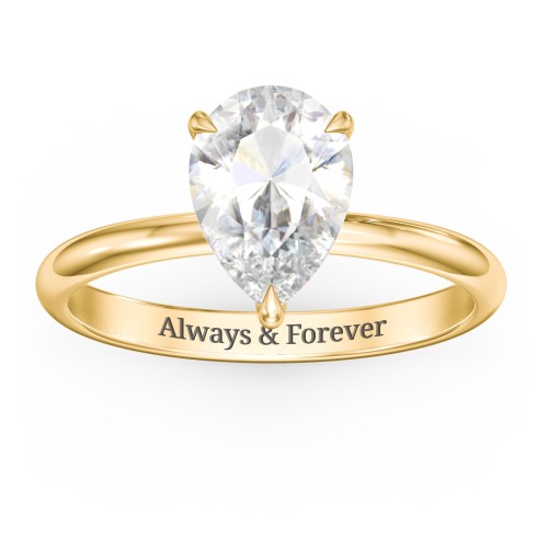 2 ct. (10x7mm) Pear Solitaire Moissanite Engagement Ring – 10K Yellow Gold with Moissanite