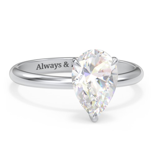 2.5 ct. (10.5x7mm) Pear Solitaire Moissanite Engagement Ring – 10K White Gold with Moissanite