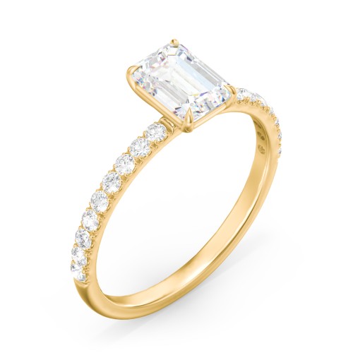 1 ct. (7x5mm) Emerald Moissanite Engagement Ring With 1.5mm Side Stones