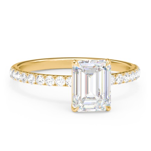 2 ct. (8x6mm) Emerald Moissanite Engagement Ring With 1.5mm Side Stones