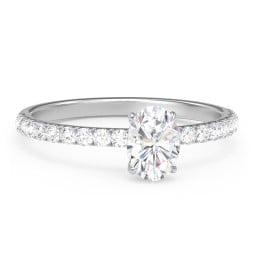 1 ct. (7x5mm) Oval Moissanite Engagement Ring With 1.5mm Side Stones