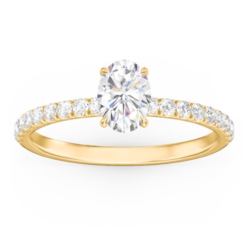 1 ct. (7x5mm) Oval Moissanite Engagement Ring With 1.5mm Side Stones