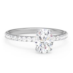 1.5 ct. (8x6mm) Oval Moissanite Engagement Ring With 1.5mm Side Stones
