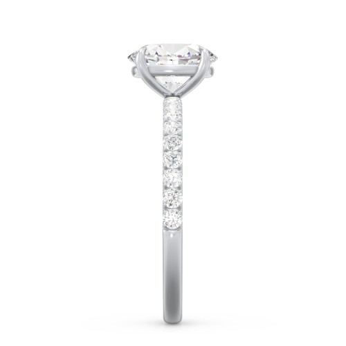 1.5 ct. (8x6mm) Oval Moissanite Engagement Ring With 1.5mm Side Stones – 10K White Gold with Moissanite and Lab Diamond