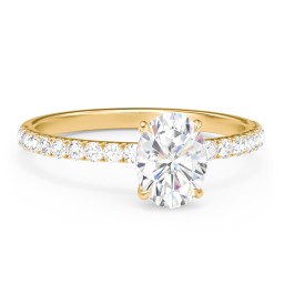 1.5 ct. (8x6mm) Oval Moissanite Engagement Ring With 1.5mm Side Stones in 10K Solid Yellow Gold