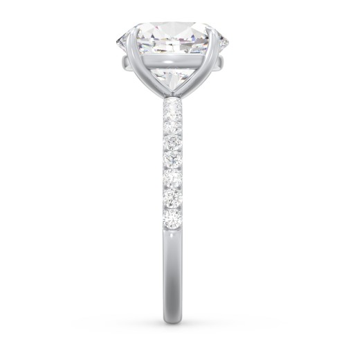 3 ct. (10x8mm) Oval Moissanite Engagement Ring With 1.5mm Side Stones – 10K White Gold with Moissanite and Lab Diamond