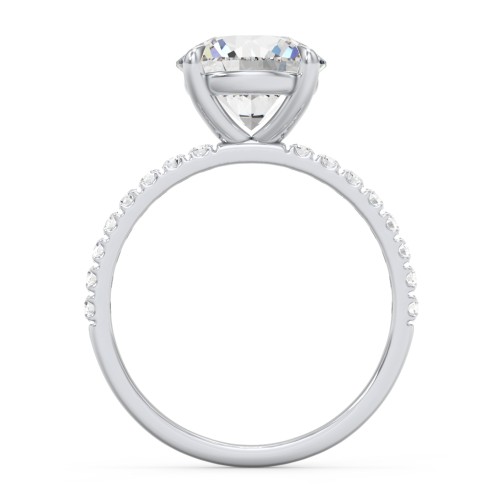 3 ct. (9mm) Moissanite Engagement Ring With 1.5mm Side Stones – 10K White Gold with Moissanite and Lab Diamond