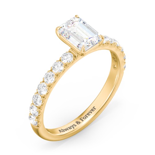 1 ct. (7x5mm) Emerald-Cut Moissanite Engagement Ring With 2mm Side Stones