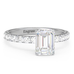 2 ct. (8x6mm) Emerald-Cut Moissanite Engagement Ring With 2mm Side Stones