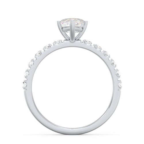 2 ct. (12x6mm) Marquise Moissanite Engagement Ring With 2mm Side Stones – 10K White Gold with Moissanite and Lab Diamond