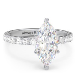 3 ct. (14x7mm) Marquise Moissanite Engagement Ring With 2mm Side Stones