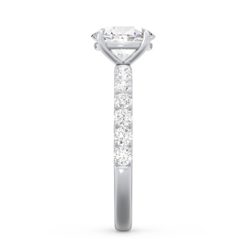 1.5 ct. (8x6mm) Oval Moissanite Engagement Ring With 2mm Side Stones – 10K White Gold with Moissanite and Lab Diamond