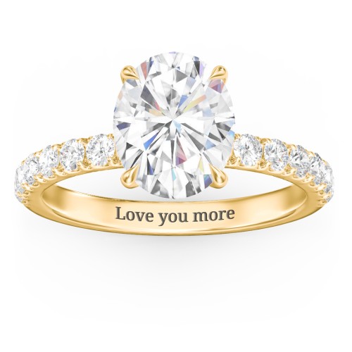 3 ct. (10x8mm) Oval Moissanite Engagement Ring With 2mm Side Stones