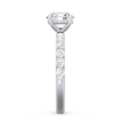 1.5 ct. (7.5mm) Moissanite Engagement Ring With 2mm Side Stones – 10K White Gold with Moissanite and Lab Diamond