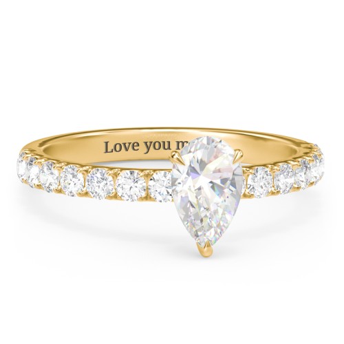 1 ct. (8x5mm) Pear Moissanite Engagement Ring With 2mm Side Stones