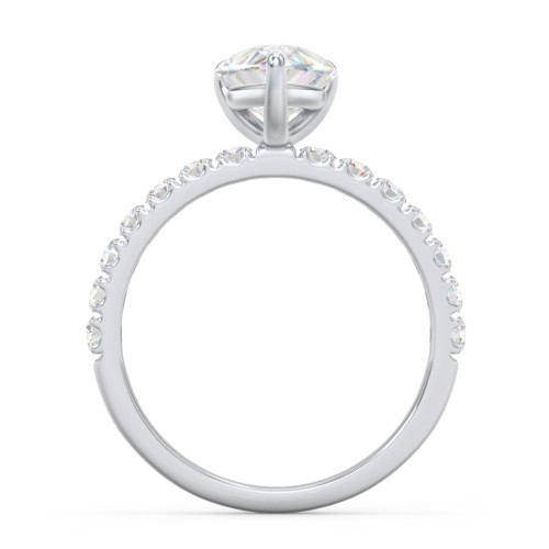 2.5 ct. (10.5x7mm) Pear Moissanite Engagement Ring With 2mm Side Stones – 10K White Gold with Moissanite and Lab Diamond