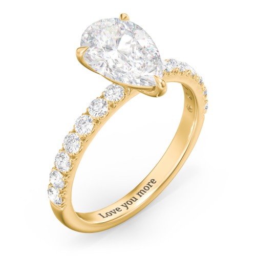 3 ct. (11x7mm) Pear Moissanite Engagement Ring With 2mm Side Stones