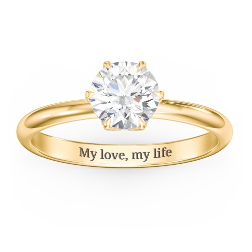 1 ct. (6.5mm) Moissanite Engagement Ring with Tulip Setting – 10K Yellow Gold with Moissanite