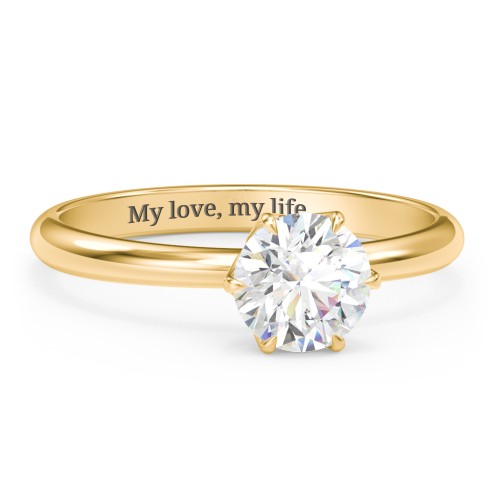 1 ct. (6.5mm) Moissanite Engagement Ring with Tulip Setting – 10K Yellow Gold with Moissanite