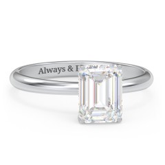 2 ct. (8x6mm) Emerald-Cut Moissanite Engagement Ring with Hidden Halo – 10K White Gold with Moissanite and Lab Diamond