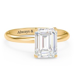 3 ct. (9x7mm) Emerald-Cut Moissanite Engagement Ring with Hidden Halo in 10K Solid Yellow Gold