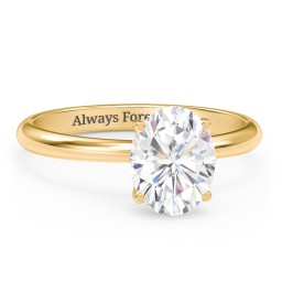 2 ct. (9x7mm) Oval Moissanite Engagement Ring with Hidden Halo in 10K Solid Yellow Gold with Moissanite and Lab Diamond