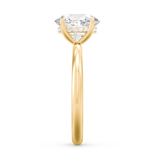 2 ct. (9x7mm) Oval Moissanite Engagement Ring with Hidden Halo – 10K Yellow Gold with Moissanite and Lab Diamond