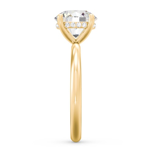 2.5 ct. (8.5mm) Moissanite Engagement Ring with Hidden Halo – 10K Yellow Gold with Moissanite and Lab Diamond