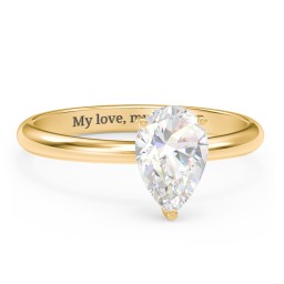 1.5 ct. (9x6mm) Pear Moissanite Engagement Ring with Hidden Halo in 10K Solid Yellow Gold