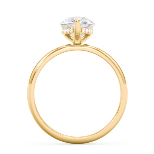 2 ct. (10x7mm) Pear Moissanite Engagement Ring with Hidden Halo – 10K Yellow Gold with Moissanite and Lab Diamond