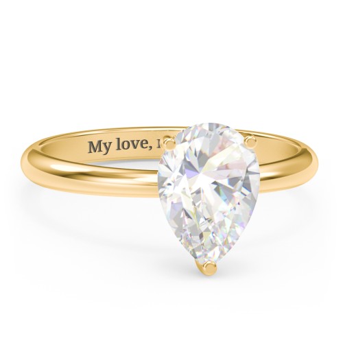 2 ct. (10x7mm) Pear Moissanite Engagement Ring with Hidden Halo – 10K Yellow Gold with Moissanite and Lab Diamond