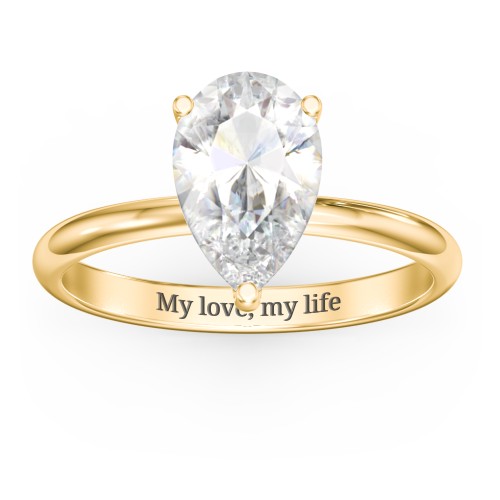 3 ct. (11x7mm) Pear Moissanite Engagement Ring with Hidden Halo – 10K Yellow Gold with Moissanite and Lab Diamond