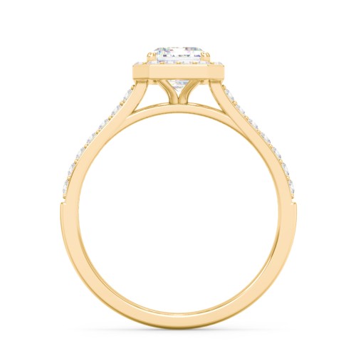 1 ct. (7x5mm) Emerald-Cut Moissanite Halo Engagement Ring with Side Stones