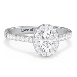 1 ct. (7x5mm) Oval Moissanite Halo Engagement Ring with Side Stones