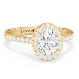 1.5 ct. (8x6mm) Oval Moissanite Halo Engagement Ring with Side Stones