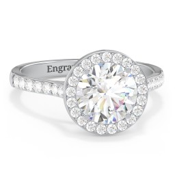 2 ct. (8mm) Moissanite Halo Engagement Ring with Side Stones
