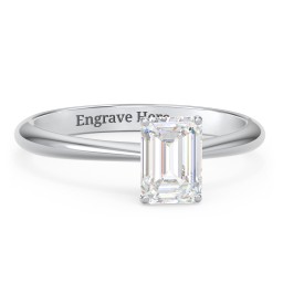 1 ct. (7x5mm) Emerald-Cut Moissanite Engagement Ring with Tapered Knife Edge