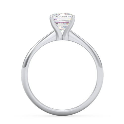 2 ct. (8x6mm) Emerald-Cut Moissanite Engagement Ring with Tapered Knife Edge – 10K White Gold with Moissanite