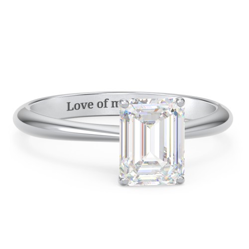2 ct. (8x6mm) Emerald-Cut Moissanite Engagement Ring with Tapered Knife Edge – 10K White Gold with Moissanite