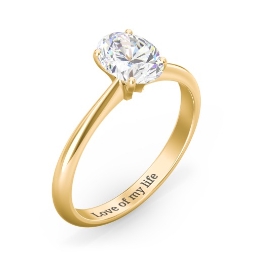 1.5 ct. (8x6mm) Oval Moissanite Engagement Ring with Tapered Knife Edge – 10K Yellow Gold with Moissanite