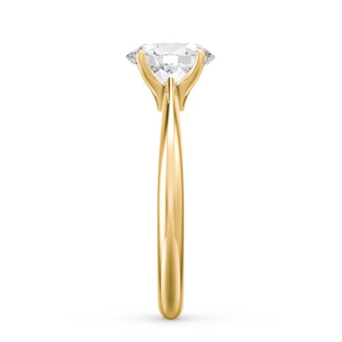 1.5 ct. (8x6mm) Oval Moissanite Engagement Ring with Tapered Knife Edge – 10K Yellow Gold with Moissanite