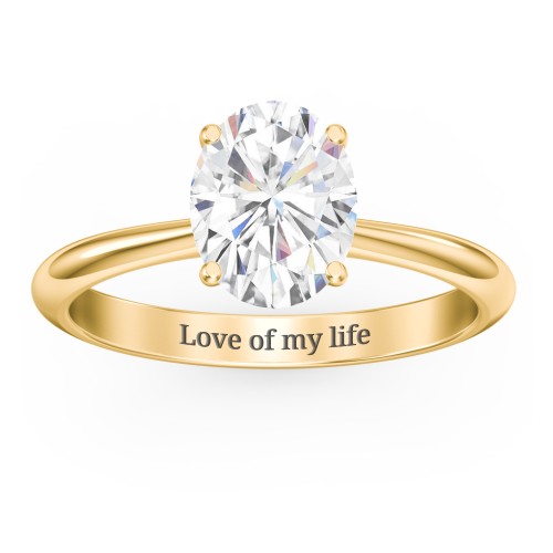2 ct. (9x7mm) Oval Moissanite Engagement Ring with Tapered Knife Edge