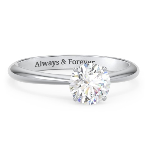 1 ct. (6.5mm) Moissanite Engagement Ring with Tapered Knife Edge – 10K White Gold with Moissanite