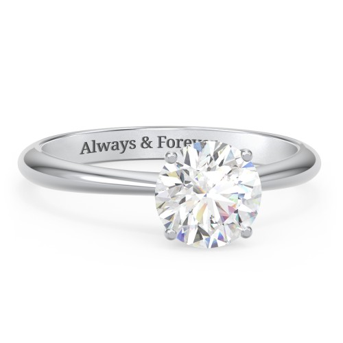 1.5 ct. (7.5mm) Moissanite Engagement Ring with Tapered Knife Edge – 10K White Gold with Moissanite