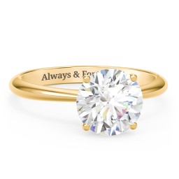 2.5 ct. (8.5mm) Moissanite Engagement Ring with Tapered Knife Edge in 10K Solid Yellow Gold with Moissanite
