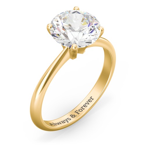 3 ct. (9mm) Moissanite Engagement Ring with Tapered Knife Edge – 10K Yellow Gold with Moissanite