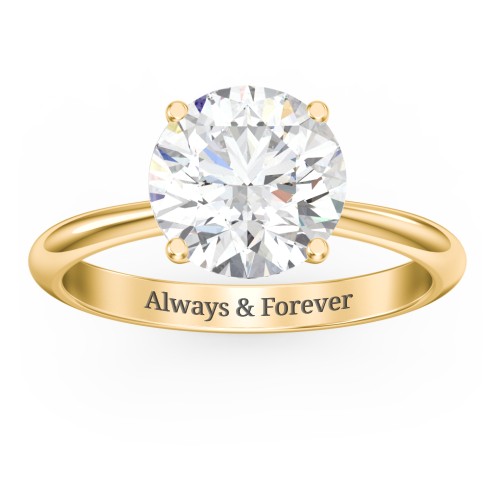 3 ct. (9mm) Moissanite Engagement Ring with Tapered Knife Edge – 10K Yellow Gold with Moissanite