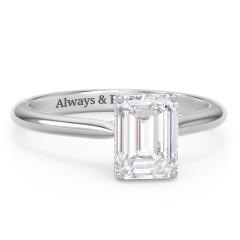 2 ct. (8x6mm) Emerald-Cut Moissanite Engagement Ring with Hidden Halo and Accents – 10K White Gold with Moissanite and Lab Diamond