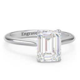 3 ct. (9x7mm) Emerald-Cut Moissanite Engagement Ring with Hidden Halo and Accents